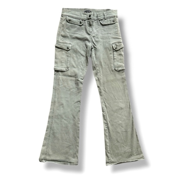 Vintage Y2K Armor Jeans Olive Green Cargo Flare Pants Juniors Size 5/6 - Picture 1 of 16